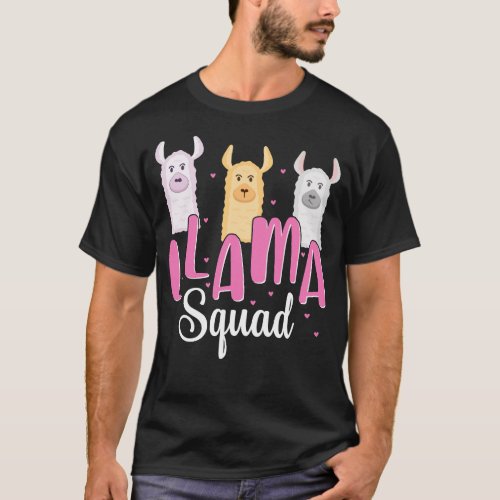 Cute Llama Squad Retro 80s Style T_Shirt