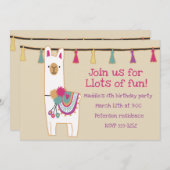 Cute llama & tassels design invitation (Front/Back)
