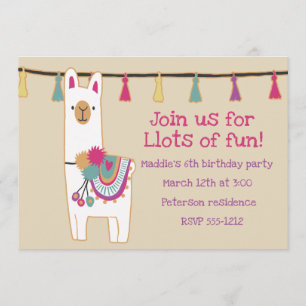 Cute llama & tassels design invitation