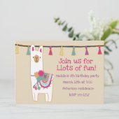 Cute llama & tassels design invitation (Standing Front)