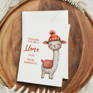 Cute Llama Teacher Appreciation Valentine Holiday Card