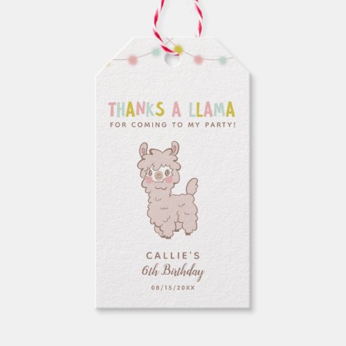 Cute Llama Theme Birthday Party Pastel Gift Tags