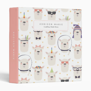 Cute Llama Themed 3-Ring Binder for Back to School