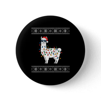 Cute Llama Ugly Christmas  Button