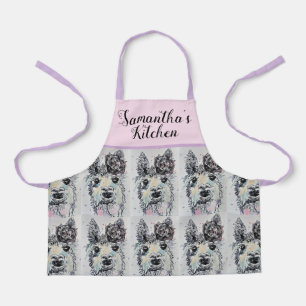 Cute Llama Watercolor Painting Animal Girls Apron