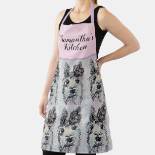 Cute Llama Watercolor Painting Animal Ladies Apron