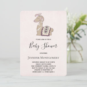 Cute Llama Wearing a Crown Baby Shower Invitation