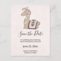 Cute Llama Wearing a Crown Save the Date