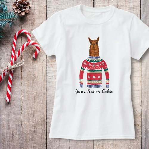 Cute Llama wearing Funny Ugly Christmas Sweater