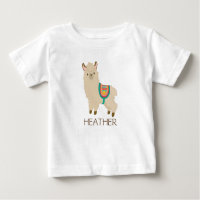 Cute Llama Whimsical Personalized Baby T-Shirt