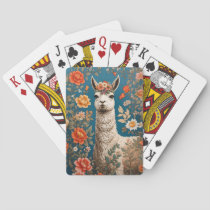Cute Llama William Morris Inspired Floral Poker Cards