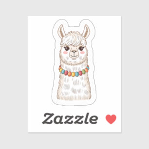 Cute Llama with Colorful Beads Sticker