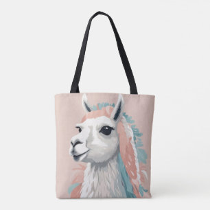 Cute Llama with Colorful Fur on its Head Tote Bag