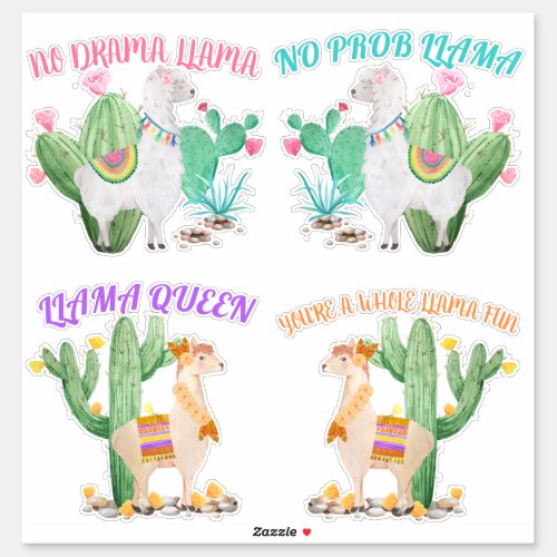 Cute Llama with Fun Llama Humor Sayings _ 4 Vinyl Sticker