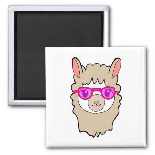 Cute Llama With Glasses Drawing Magnet