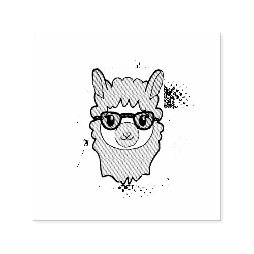 Cute Llama With Glasses Drawing Self_inking Stamp