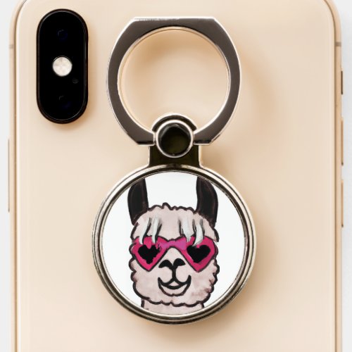 Cute Llama with Glasses  Phone Ring Stand