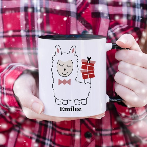 Cute Llama with red presents Christmas Mug