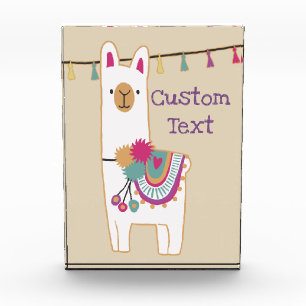 Cute llama with tassels design acrylic award