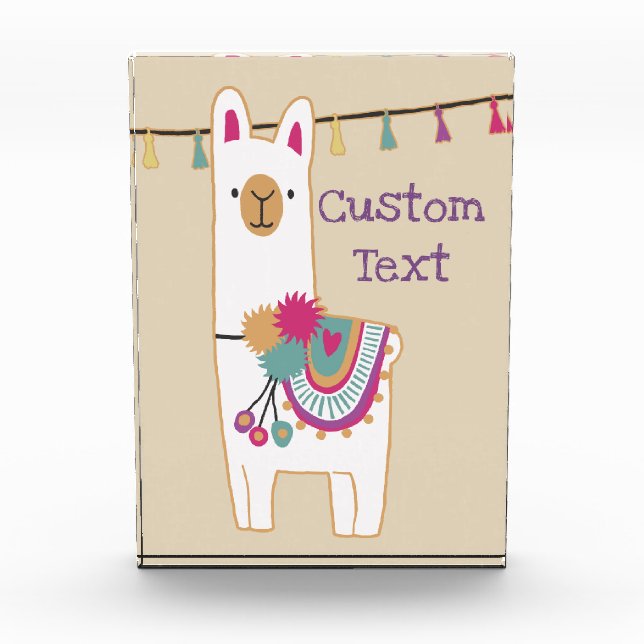 Cute llama with tassels design acrylic award (Front)