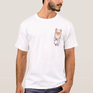 Cute Llama Wrapped in Blanket Drinking Coffee T-Shirt