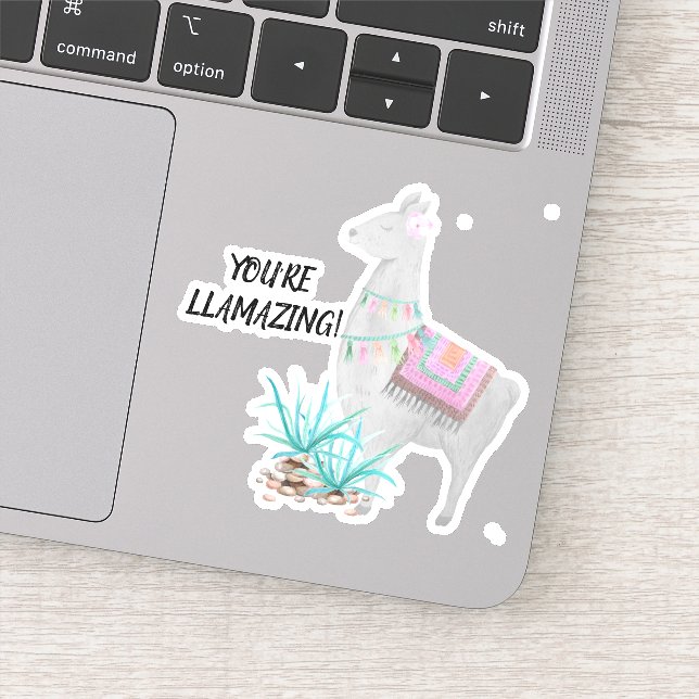 Cute Llama You're Llamazing Vinyl Sticker (Detail)