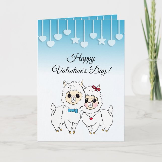 Cute LLamas Funny Valentine's Day Card (Front)