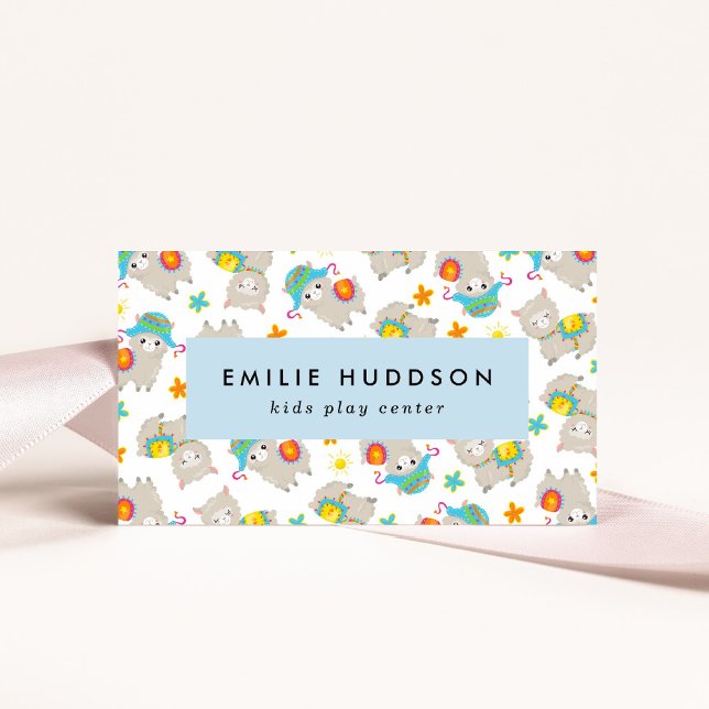 Cute Llamas, Kids Play Center, Activity Center Business Card (Creator Uploaded)