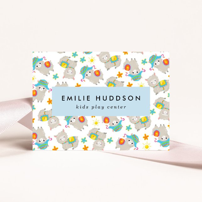 Cute Llamas, Kids Play Center, Activity Center Business Card (Creator Uploaded)