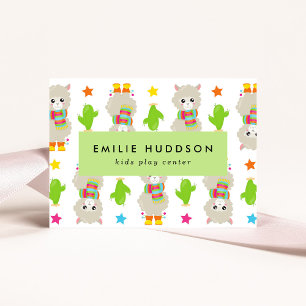 Cute Llamas, Kids Play Center, Activity Center Business Card