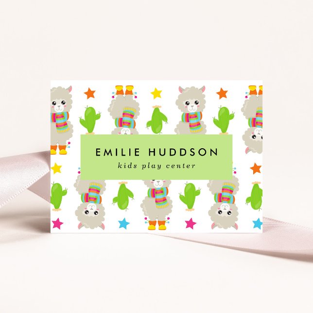 Cute Llamas, Kids Play Center, Activity Center Business Card (Creator Uploaded)
