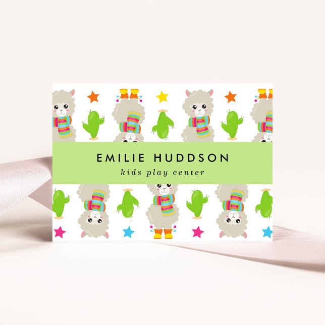 Cute Llamas, Kids Play Center, Activity Center Business Card (Creator Uploaded)