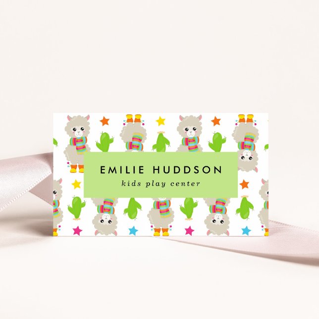 Cute Llamas, Kids Play Center, Activity Center Business Card (Creator Uploaded)