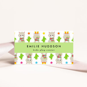Cute Llamas, Kids Play Center, Activity Center Business Card