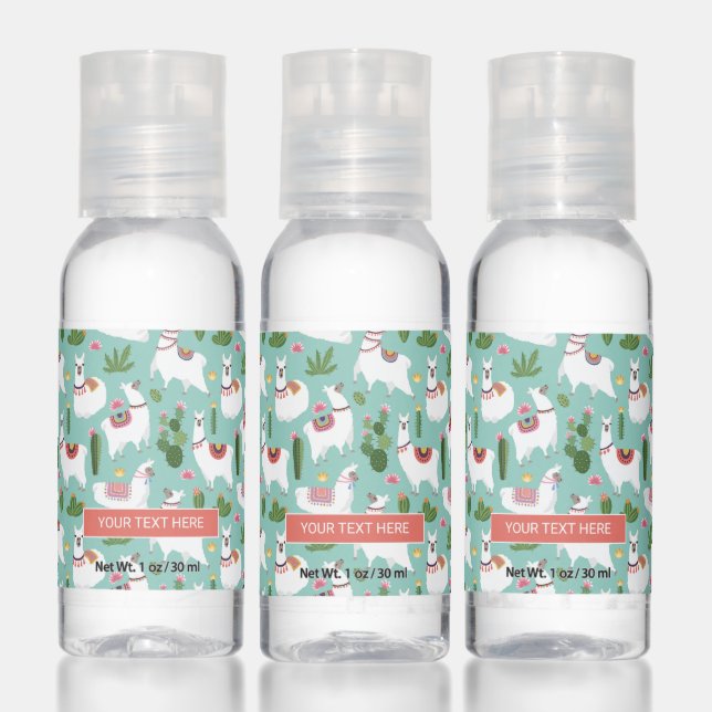 Cute Llamas On Teal Pattern Hand Sanitizer (Set)