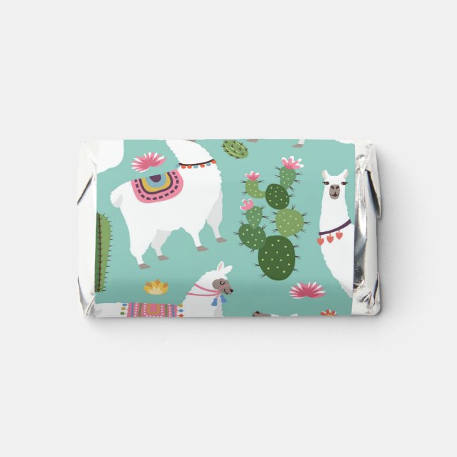 Cute Llamas On Teal Pattern Hershey's Miniatures (Front)