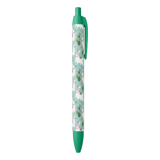 Cute Llamas On Teal Pattern Pen (Bottom (Vertical))