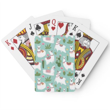 Cute Llamas On Teal Pattern Playing Cards Cute Llamas On Teal Pattern Playing Cards