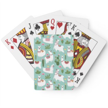 Cute Llamas On Teal Pattern Playing Cards Cute Llamas On Teal Pattern Playing Cards