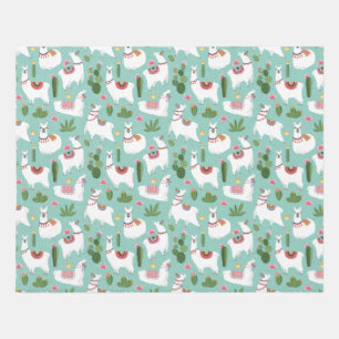 Cute Llamas On Teal Pattern Rug
