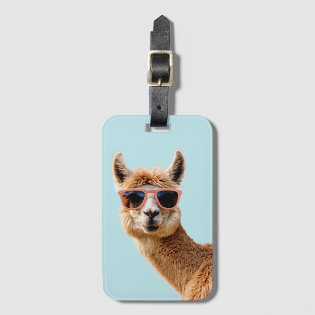 Cute Lllama With Sunglasses On Luggage Tag (Front Vertical)