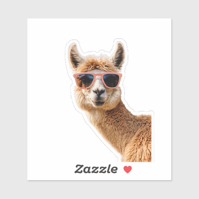 Cute Lllama With Sunglasses On Sticker (Sheet)