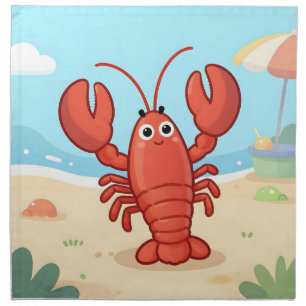 Cute lobster at the beach cloth napkin