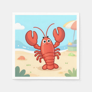 Cute lobster at the beach napkins