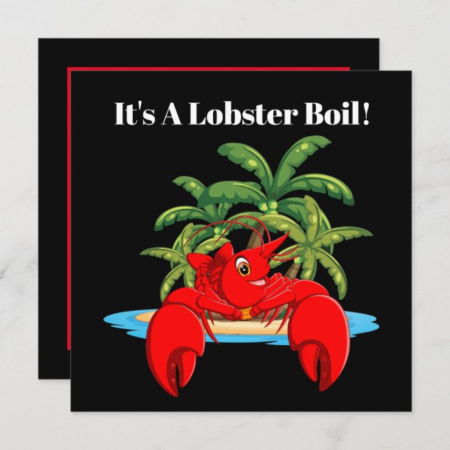 Cute Lobster boil beach party Invitation (Front/Back)