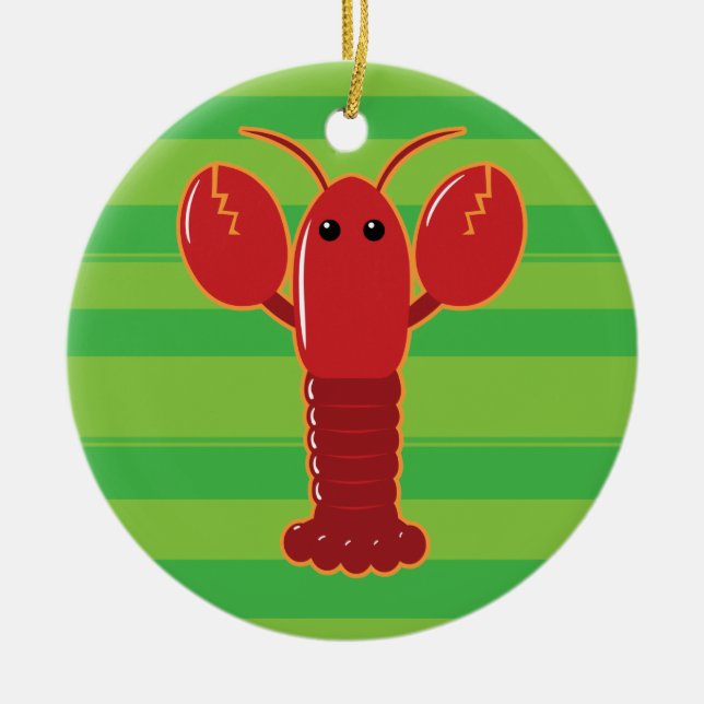 Cute Lobster Ceramic Ornament (Front)
