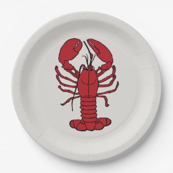Cute Lobster Nautical Beach  Paper Plate by Lighthouse_Route at Zazzle