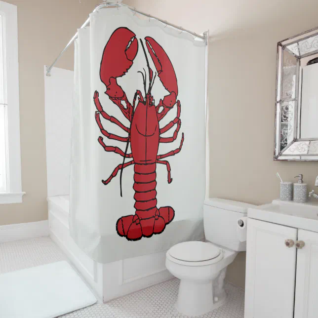 Cute Lobster Nautical beach shower curtain Zazzle