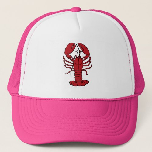 Cute Lobster Nautical beach trucker hat pink