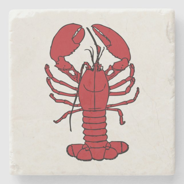 Cute lobster red white  coaster (Front)